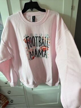 Gildan Pink "Football Mama" Crewneck Sweatshirt